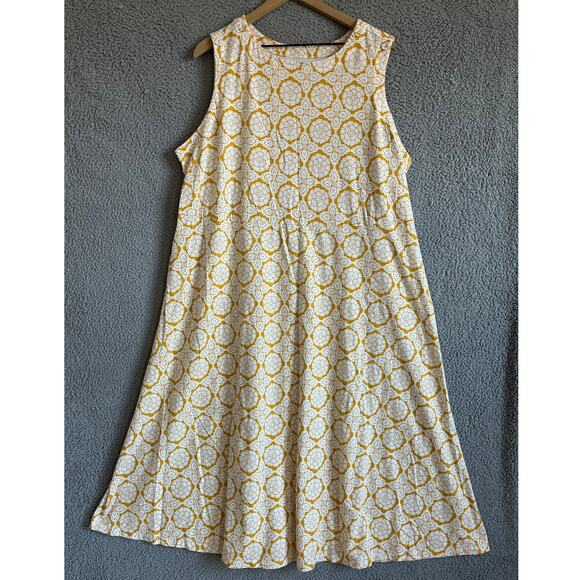 Croft & Barrow Midi Dress 2X Boho Geometric Sleeveless A-Line Yellow Classic - Picture 1 of 11